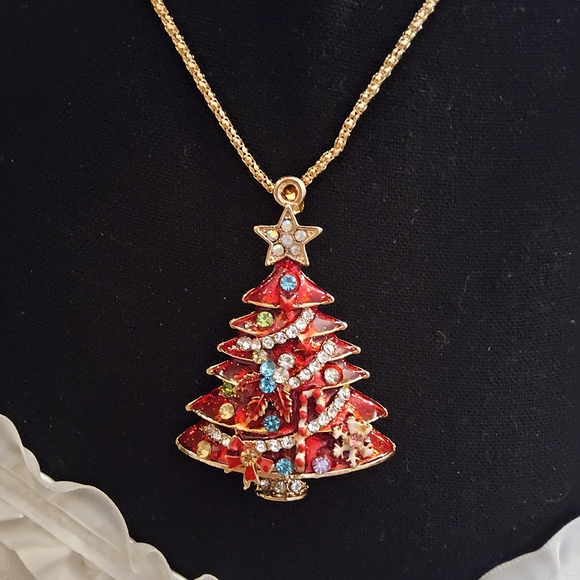 Festive Christmas Tree Necklace - Picture 3 of 3